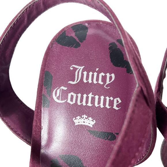 Juicy Couture Trice Platform Heels Size 7.5 Wine Color Rhinestone Embellishments - Picture 10 of 14